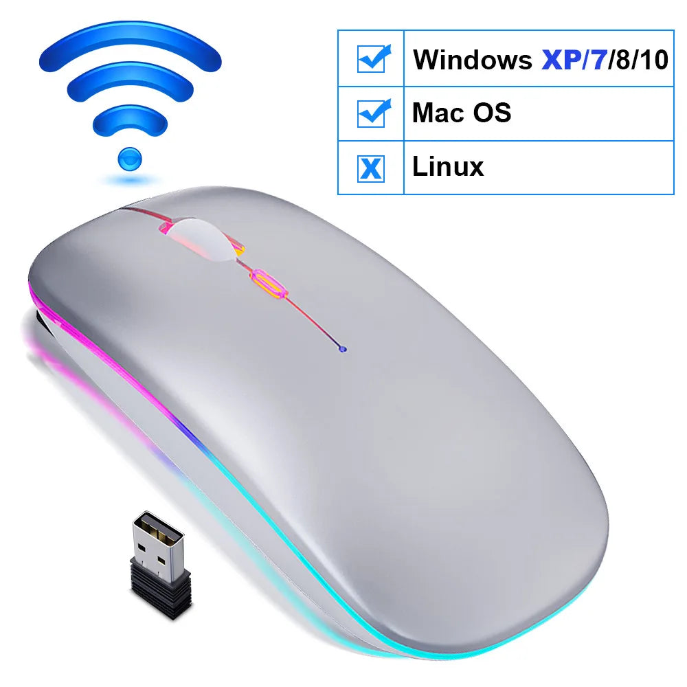 Wireless Mouse Bluetooth RGB Rechargeable Mouse Wireless Computer Silent Mause LED Backlit Ergonomic Gaming Mouse for Laptop PC