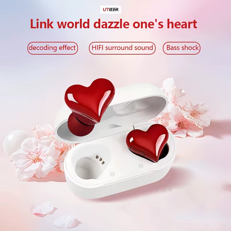 Ax30 Heart-Shaped in Ear Wireless Bluetooth Earphones with Noise Reduction 5.3 Cute and Fashionable Appearance Gift for Girl