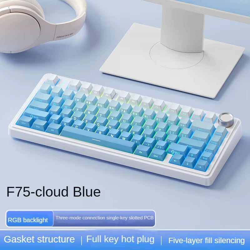 AULA F75 Wireless Mechanical Keyboard,Gamer Keyboard Customized Hot-Swap 75% Layout,Oem Profile Gasket Structure,Reaper Axis