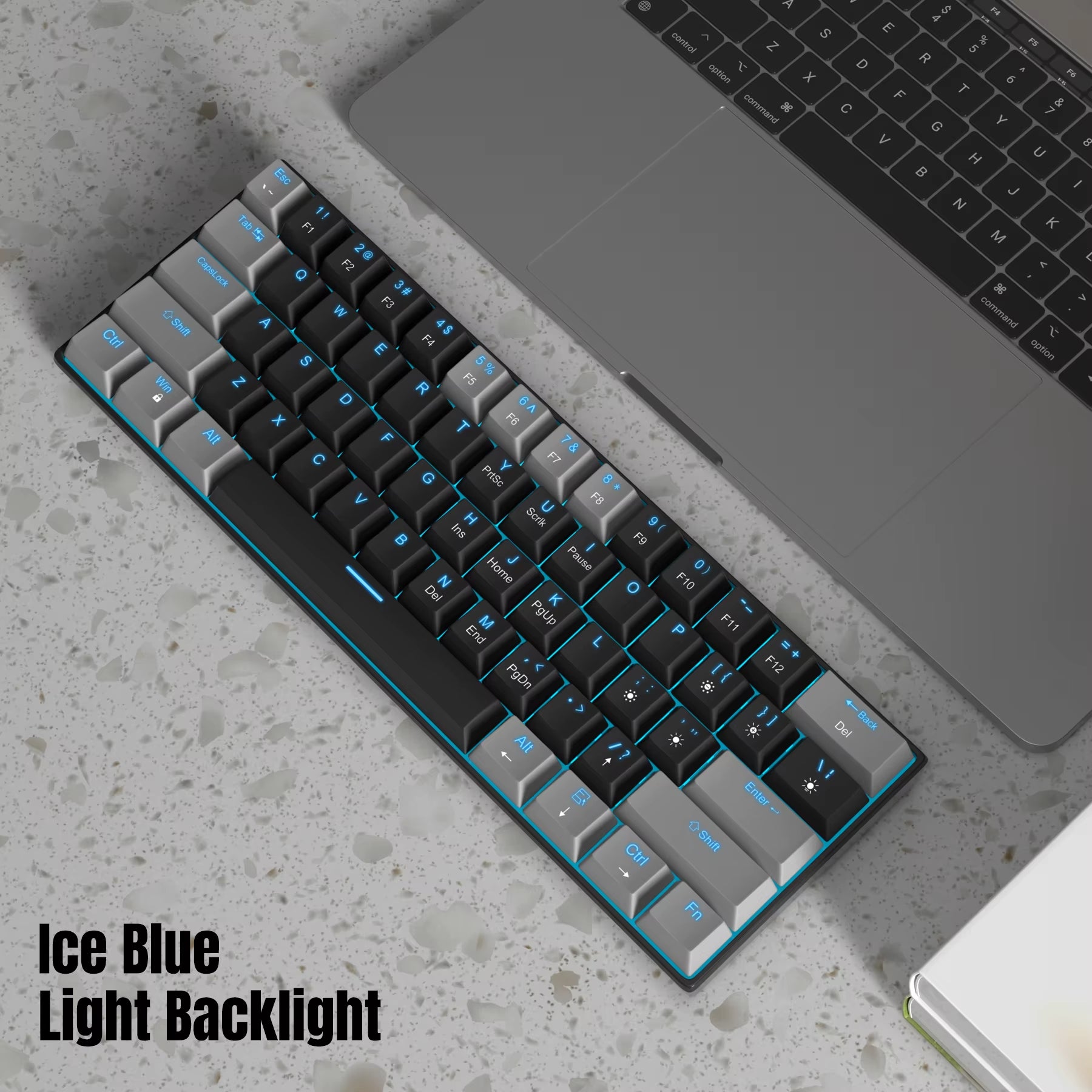 Mk-Star61 60% Mechanical Gaming Keyboard 61Keys Sea Blue Backlit Small Compact Portable 60 Percent Gaming Keyboard Gamer