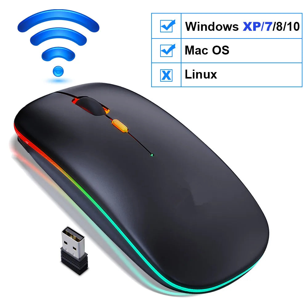 Wireless Mouse Bluetooth RGB Rechargeable Mouse Wireless Computer Silent Mause LED Backlit Ergonomic Gaming Mouse for Laptop PC