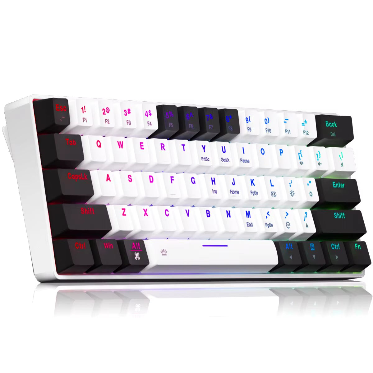 EK861S RGB Wired Mechanical Keyboard 61 Keys Red Switches ABS Keycaps N-Key Rollover with Magnetic Feet