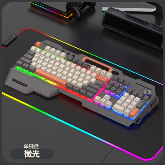 Gaming Keyboard 100% Layout Mechanical Feel 104 Key Spanish Russian Korean Arabic Keyboard Gamer Wired RGB Volume Knob Mouse K90