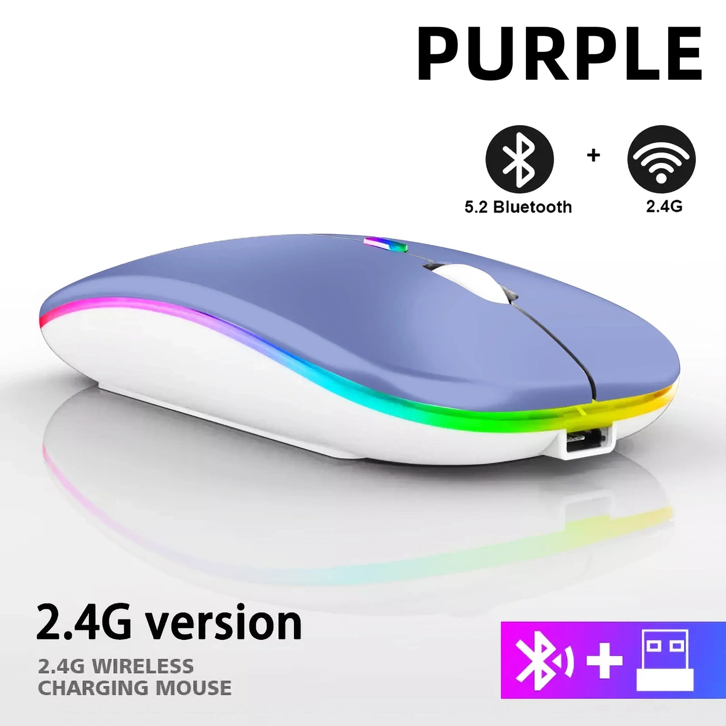 Wireless Mouse Bluetooth RGB Rechargeable Mouse Wireless Computer Silent Mause LED Backlit Ergonomic Gaming Mouse for Laptop PC