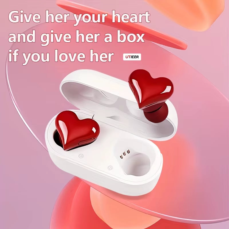 Ax30 Heart-Shaped in Ear Wireless Bluetooth Earphones with Noise Reduction 5.3 Cute and Fashionable Appearance Gift for Girl