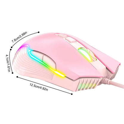 Wired Mechanical Mouse Programmable Mechanical RGB Wired Mouse Light up Computer Mouse Programmable Mouse Holiday Gift Gamers