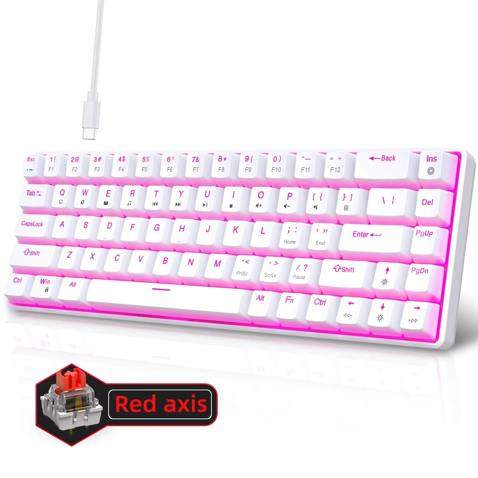 Mechanical Keyboard Gaming 60% USB White Keys Keyboards Gamer Mini Ergonomic Computer Keyborad Backlit Musica Teclado Pc