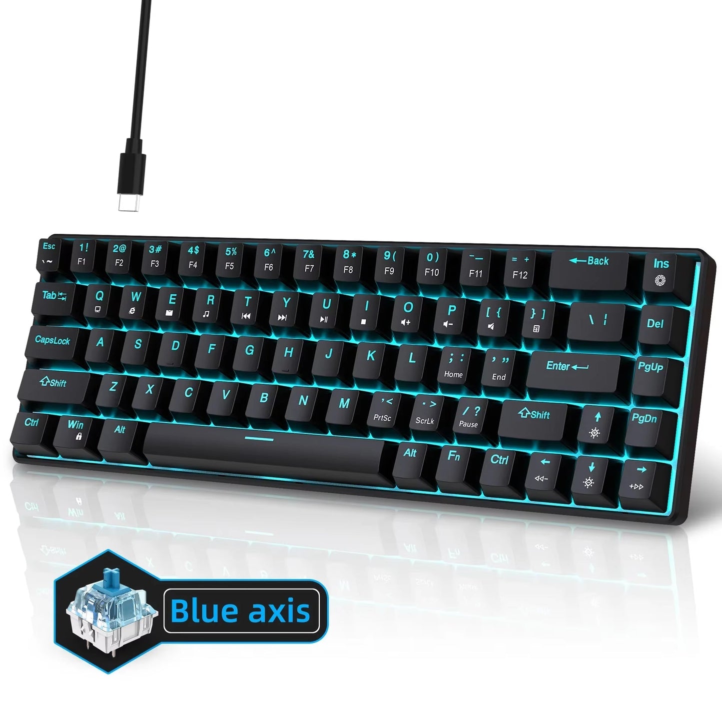 Mechanical Keyboard Gaming 60% USB White Keys Keyboards Gamer Mini Ergonomic Computer Keyborad Backlit Musica Teclado Pc