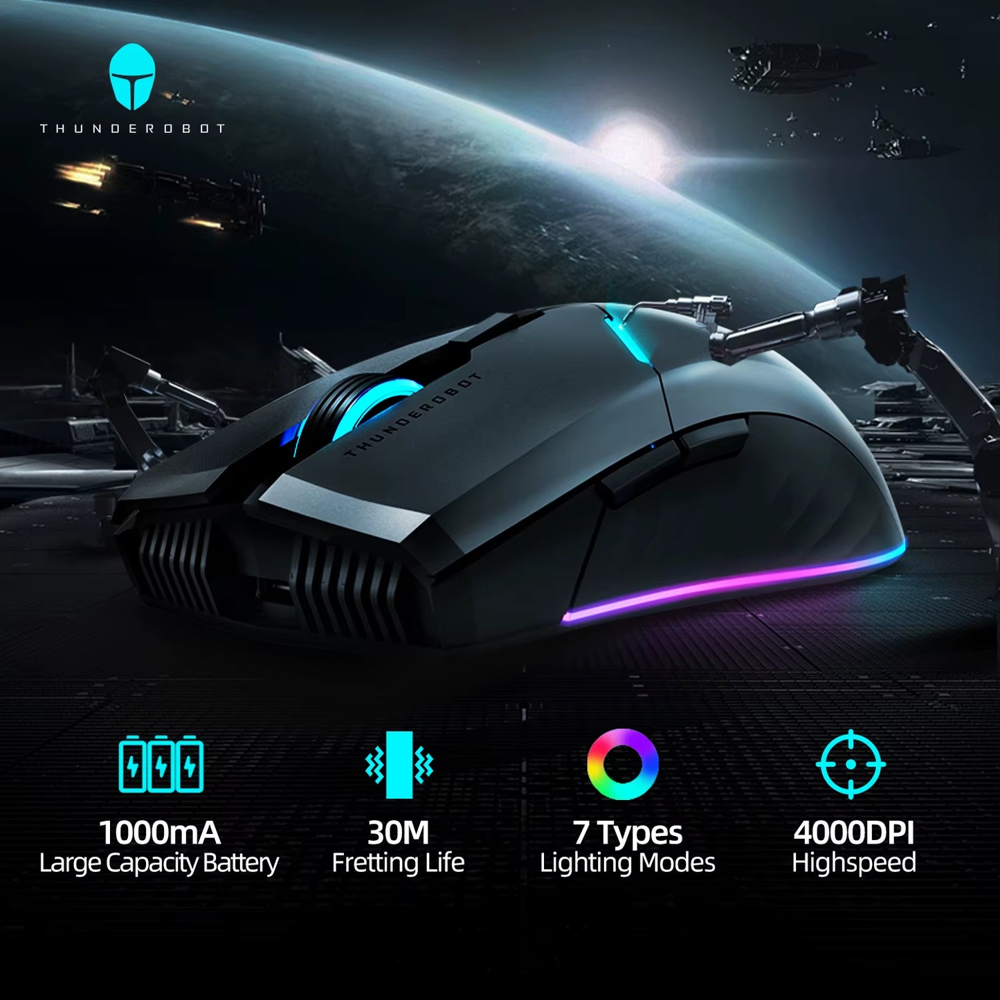 ML701 Wireless Gaming Mouse 2.4G Wireless Wired RGB Gamer 16000 DPI Rechargeable Mouse for Laptop PC Gamer