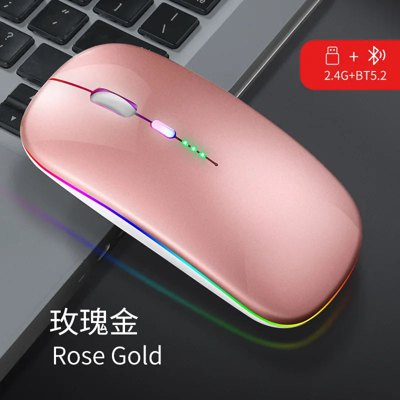 Wireless Mouse Bluetooth RGB Rechargeable Mouse Wireless Computer Silent Mause LED Backlit Ergonomic Gaming Mouse for Laptop PC