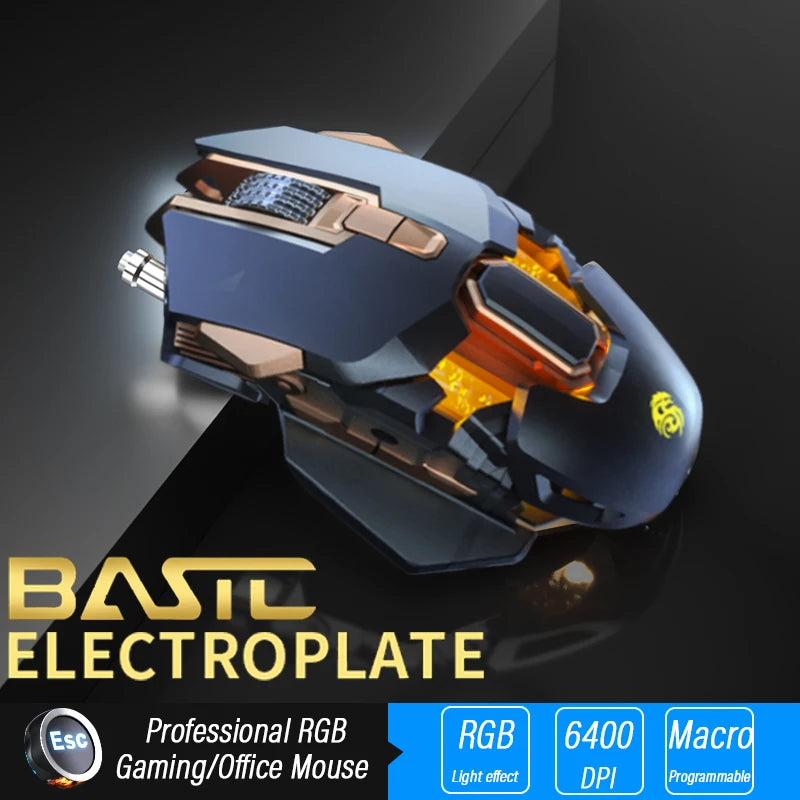 Ergonomic Gaming Mouse Computer-Mice Gamer Wired Laptop Usb-Cable Optical Adjustable DPI Mouse Professional Mice Gamer 6400DPI