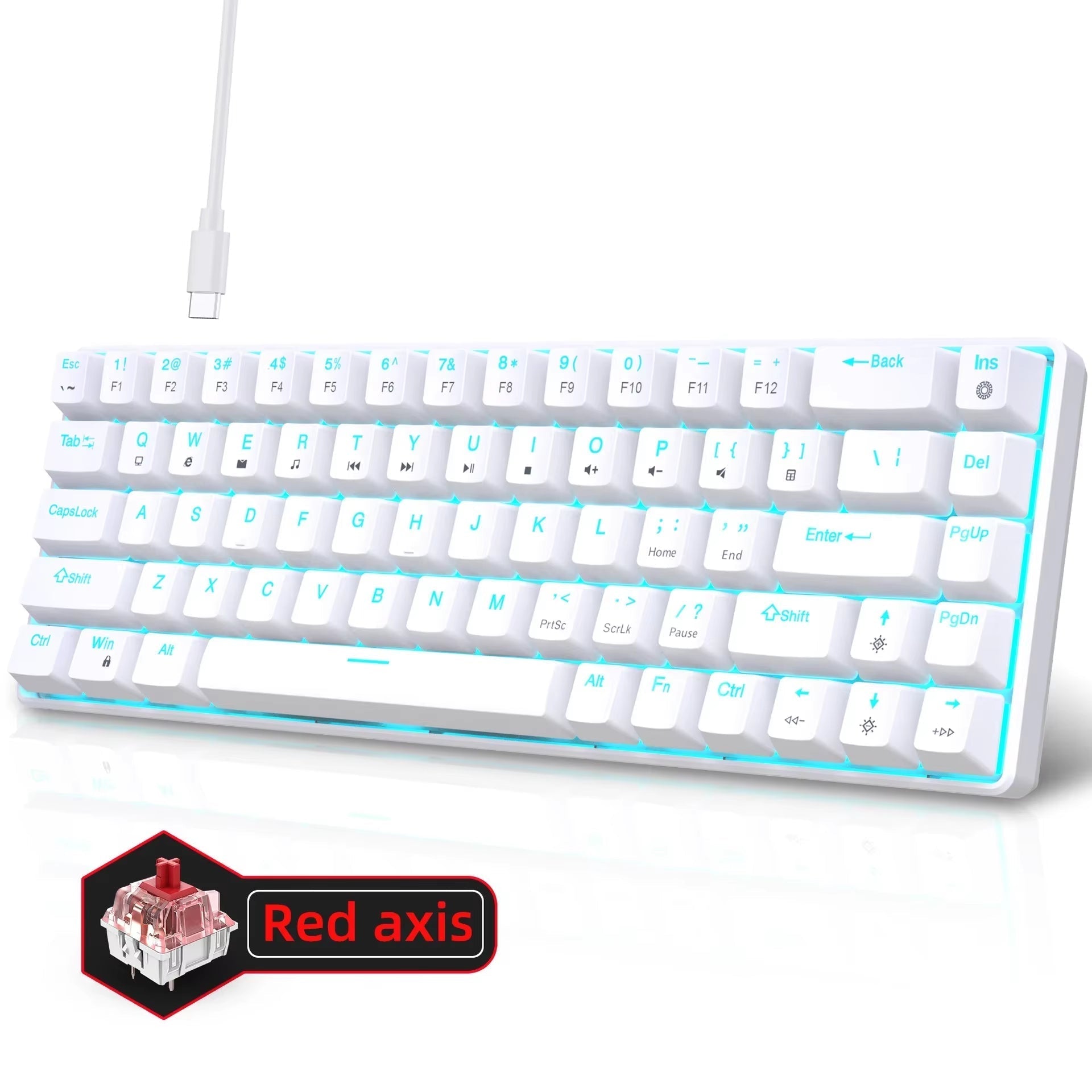 Mechanical Keyboard Gaming 60% USB White Keys Keyboards Gamer Mini Ergonomic Computer Keyborad Backlit Musica Teclado Pc