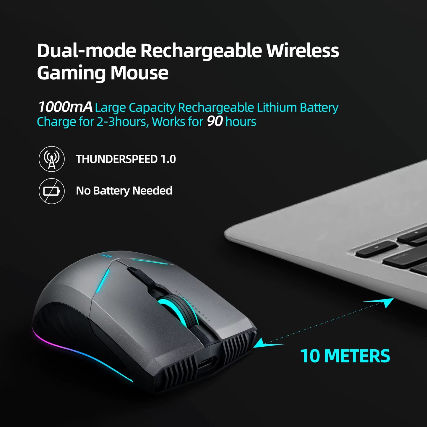 ML701 Wireless Gaming Mouse 2.4G Wireless Wired RGB Gamer 16000 DPI Rechargeable Mouse for Laptop PC Gamer