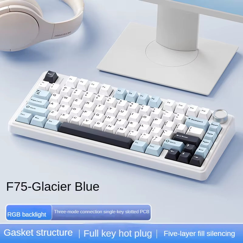 AULA F75 Wireless Mechanical Keyboard,Gamer Keyboard Customized Hot-Swap 75% Layout,Oem Profile Gasket Structure,Reaper Axis